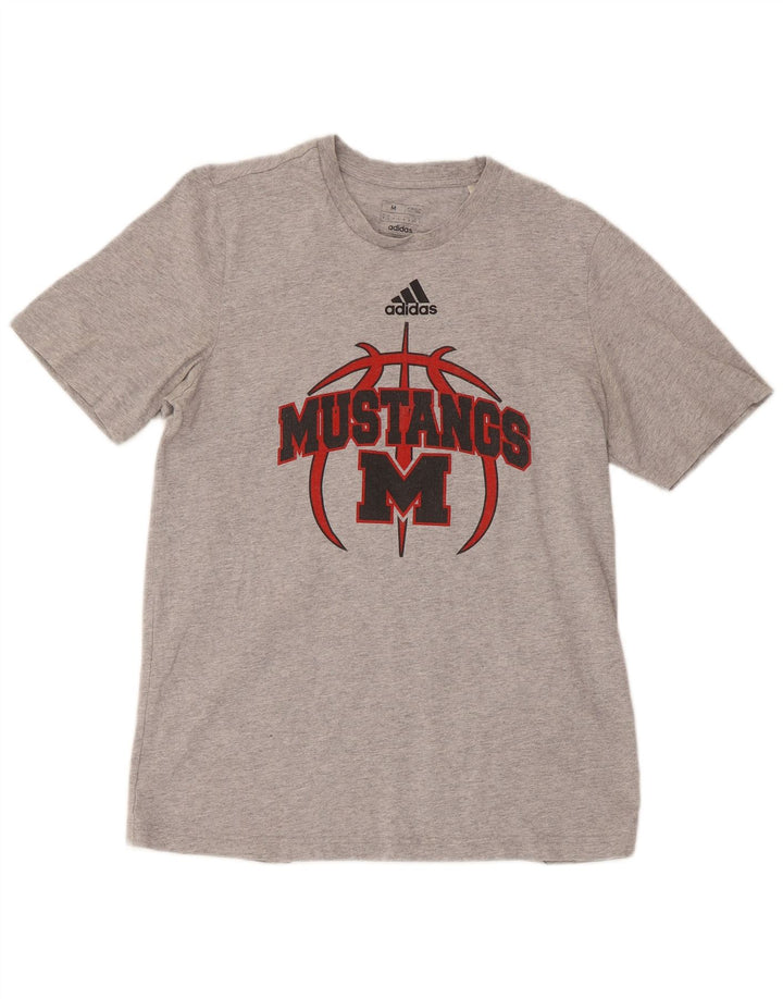 Adidas Mens Mustangs Camiseta de manga corta con gráfico regular Top Gris medio