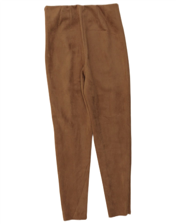 Zara Mujer Pantalón Slim Talle Alto Mediano W28 L27 Marrón Poliéster