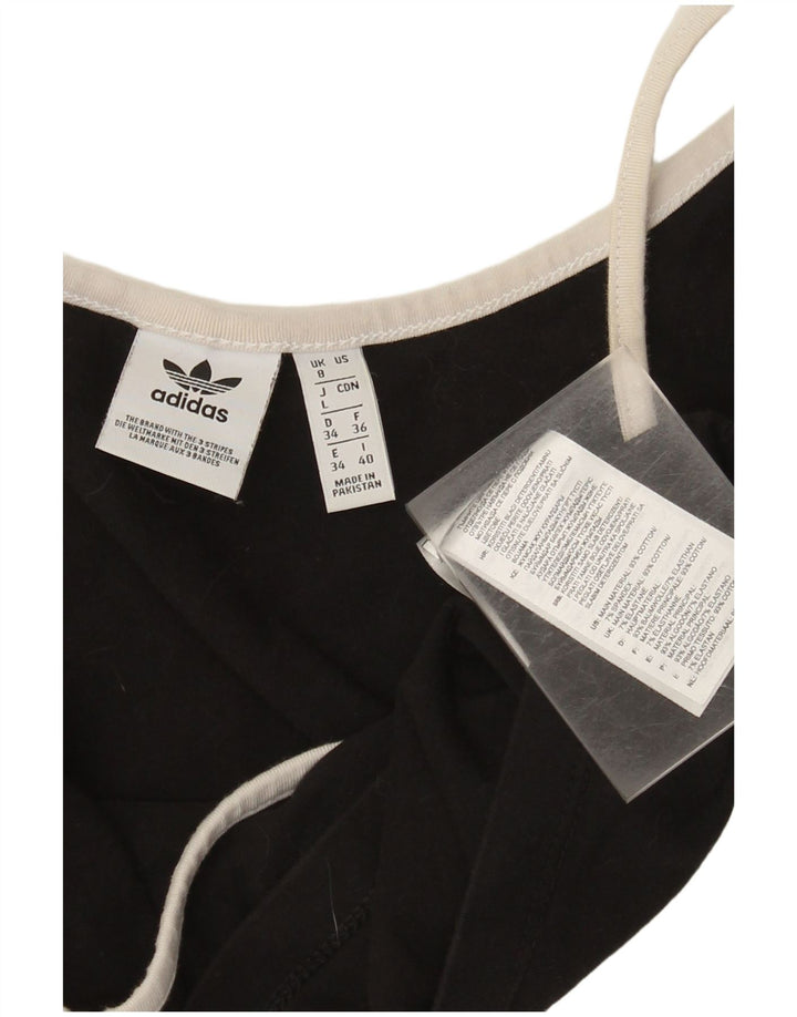 Adidas Mujer Crop Cami Top UK 8 Pequeño Algodón Negro