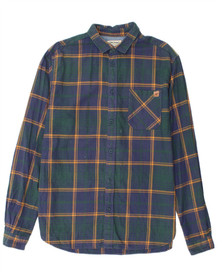 Jack & Jones Hombre Camisa De Franela Large Azul Marino Cuadros