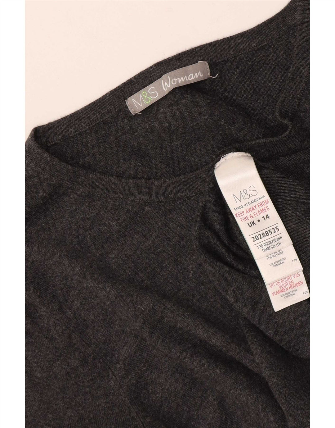 Marks & Spencer Suéter tipo cárdigan para mujer UK 44 Viscosa gris medio