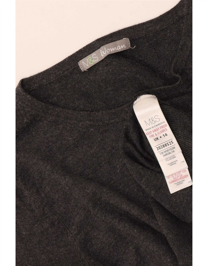 Marks & Spencer Suéter tipo cárdigan para mujer UK 44 Viscosa gris medio