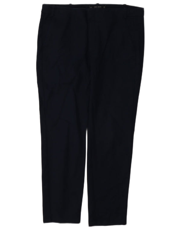 Zara Mujer Pantalón Chino Slim EU 40 Medium W30 L27 Azul Marino Algodón
