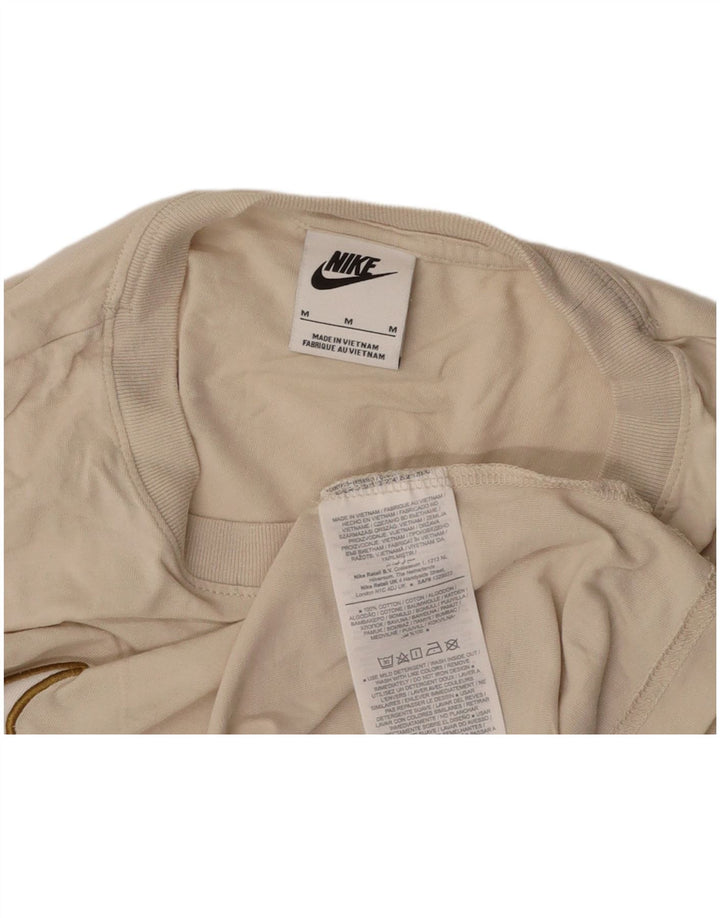 NIKE Mens Graphic T-Shirt Top Medium Beige Cotton