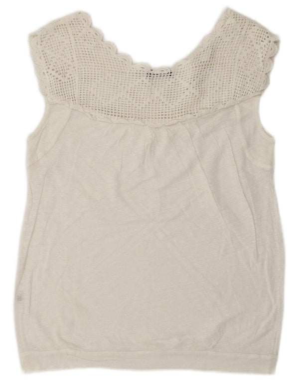 Massimo Dutti Blusa Sin Mangas para Mujer Top UK 46 Large Blanco