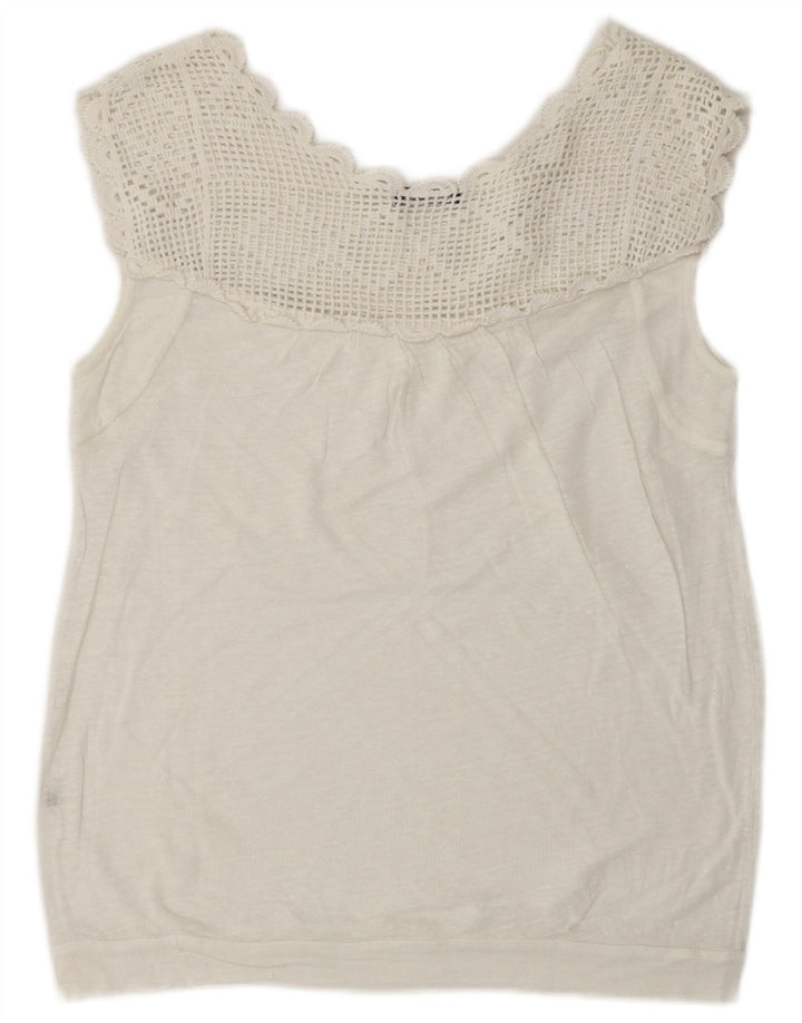 Massimo Dutti Blusa Sin Mangas para Mujer Top UK 46 Large Blanco