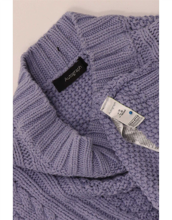Marks & Spencer Suéter con Cuello Alto para Mujer UK 10 Small Púrpura