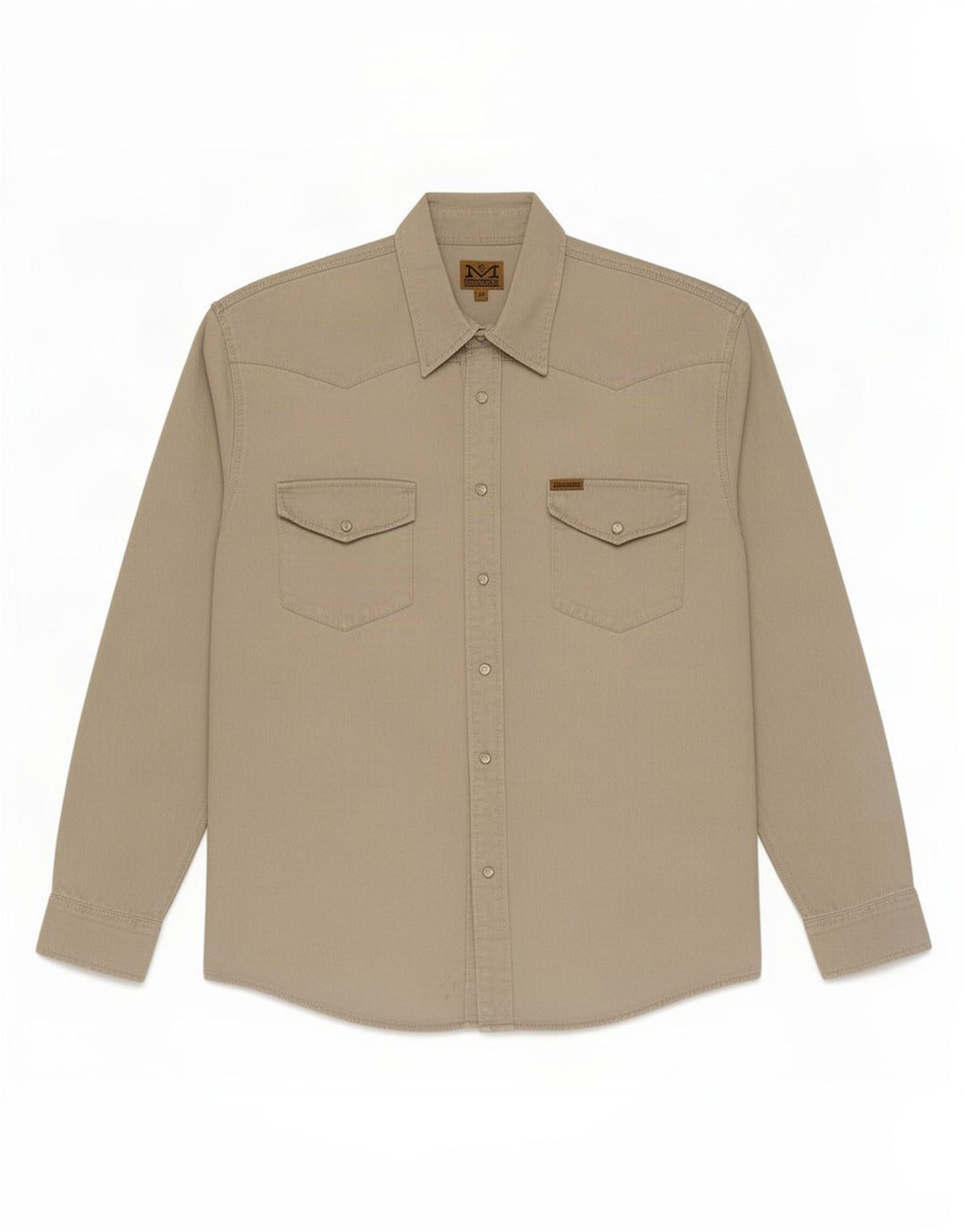 MAVERICK Camisa occidental para hombre Algodón beige grande