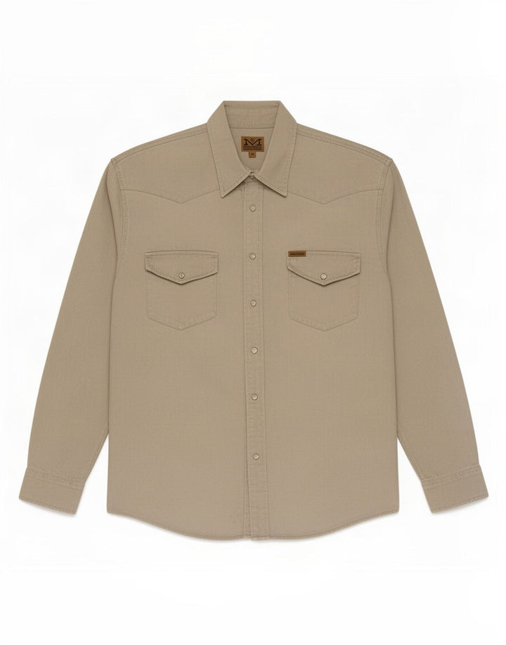MAVERICK Camisa occidental para hombre Algodón beige grande