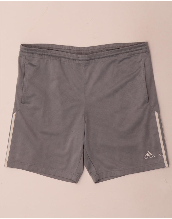 Adidas - Pantalones cortos deportivos para hombre, poliéster gris grande