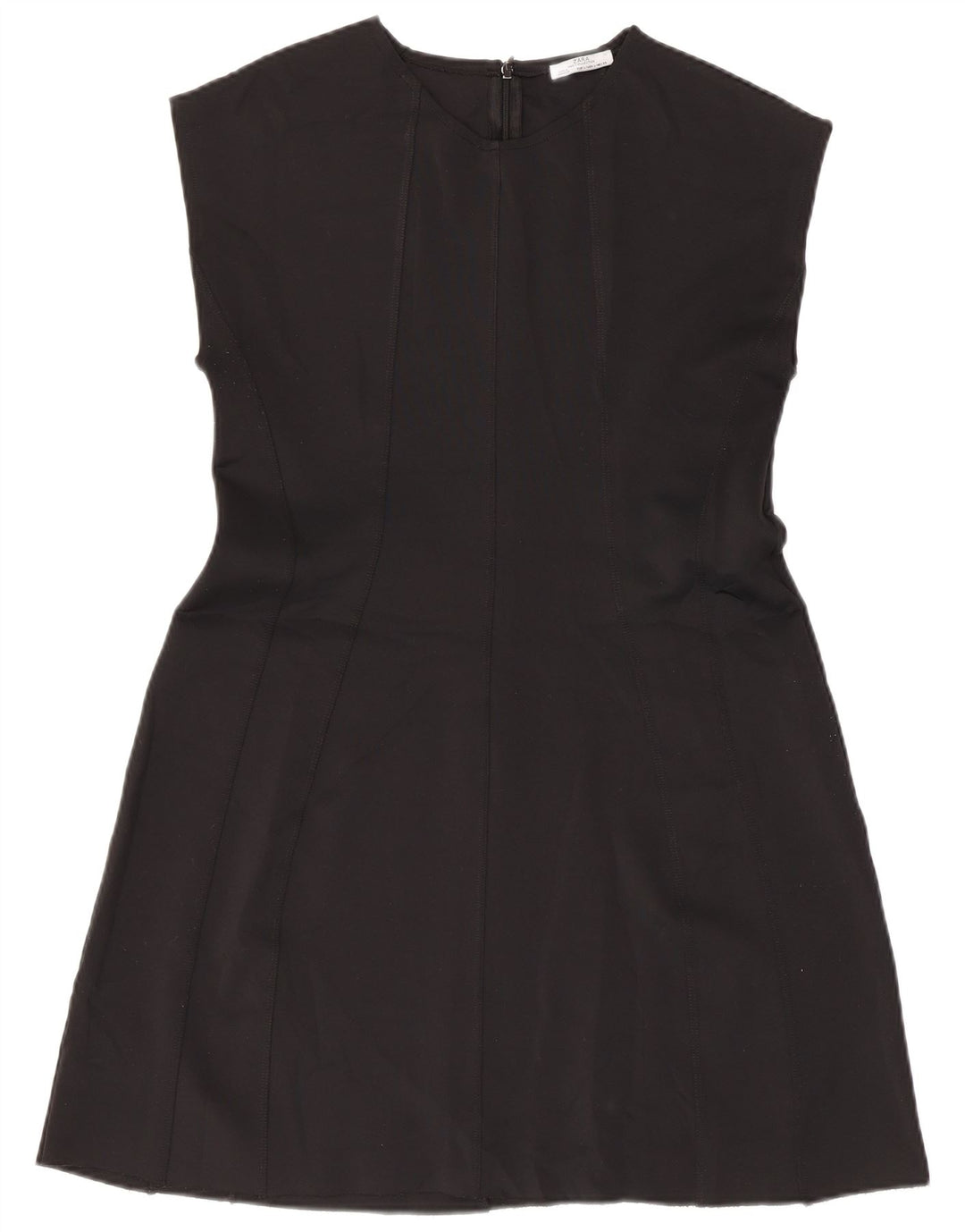 Zara Vestido Acampanado Sin Mangas para Mujer UK 44 Grande Poliéster Negro