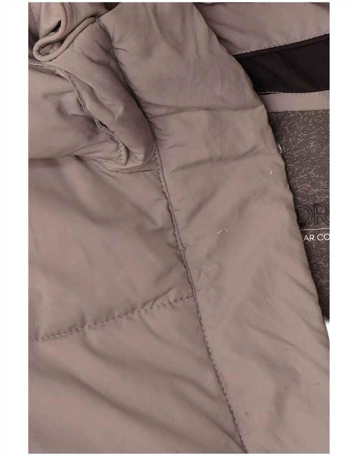 Superdry Abrigo acolchado con capucha y gráfico extragrande para mujer, talla 40, color gris pequeño