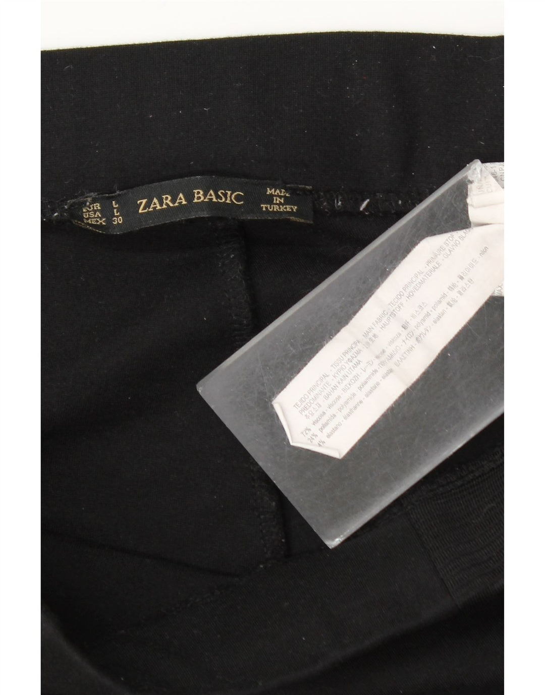 Zara Mujer Leggings UK 44 Grande Viscosa Negra