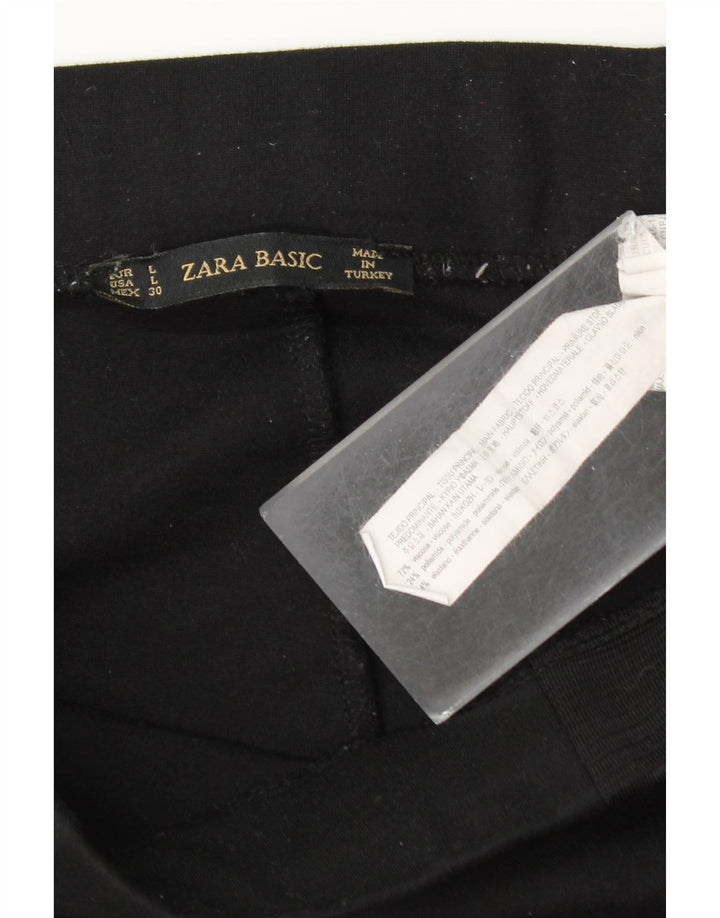 Zara Mujer Leggings UK 44 Grande Viscosa Negra