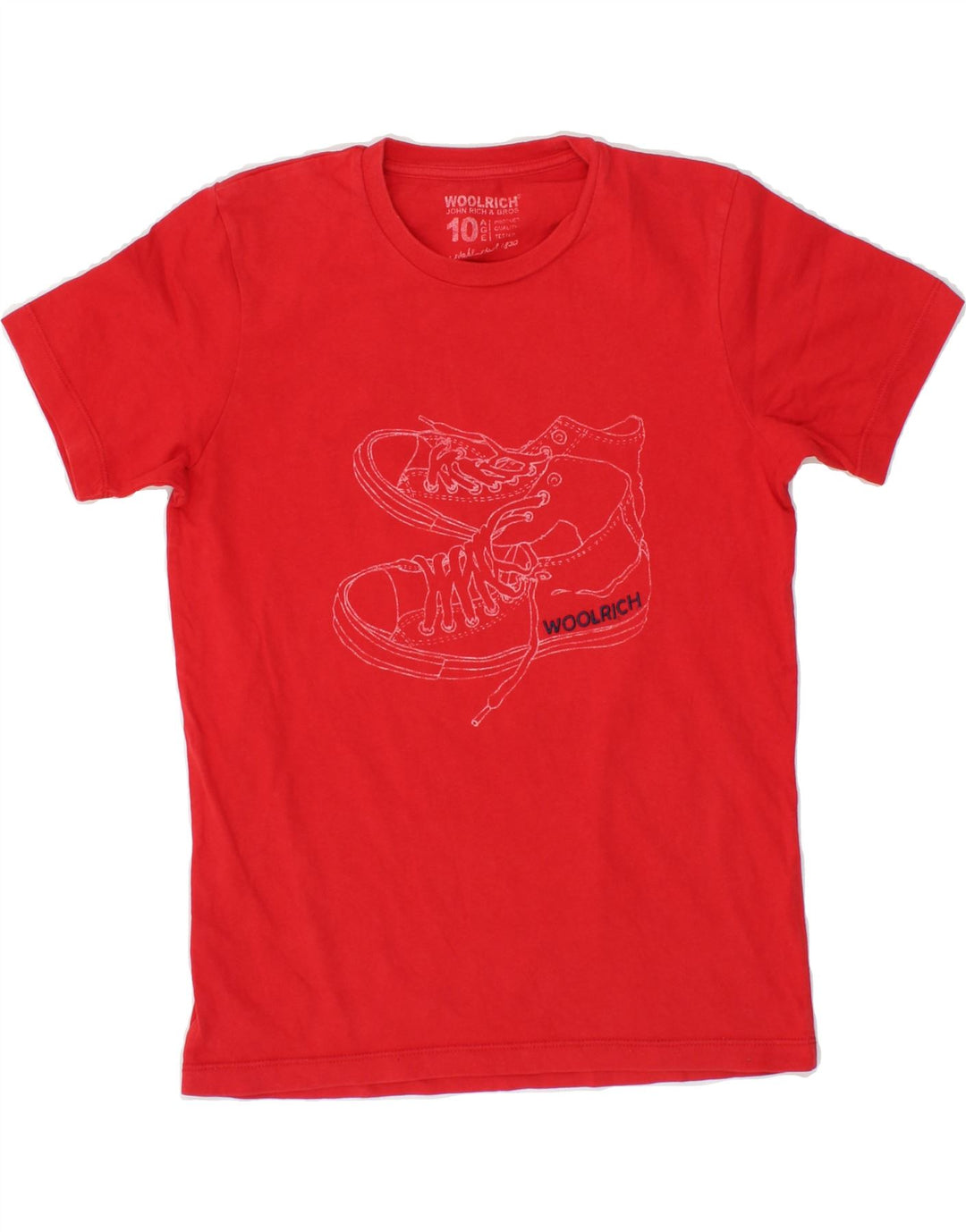 WOOLRICH Boys Graphic T-Shirt Top 9-10 Years Red Vintage Woolrich and Second-Hand Woolrich from Messina Hembry 