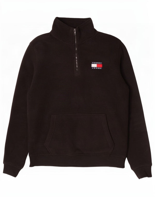 Tommy Hilfiger Jersey de forro polar con cuello y cremallera para hombre Poliéster negro mediano