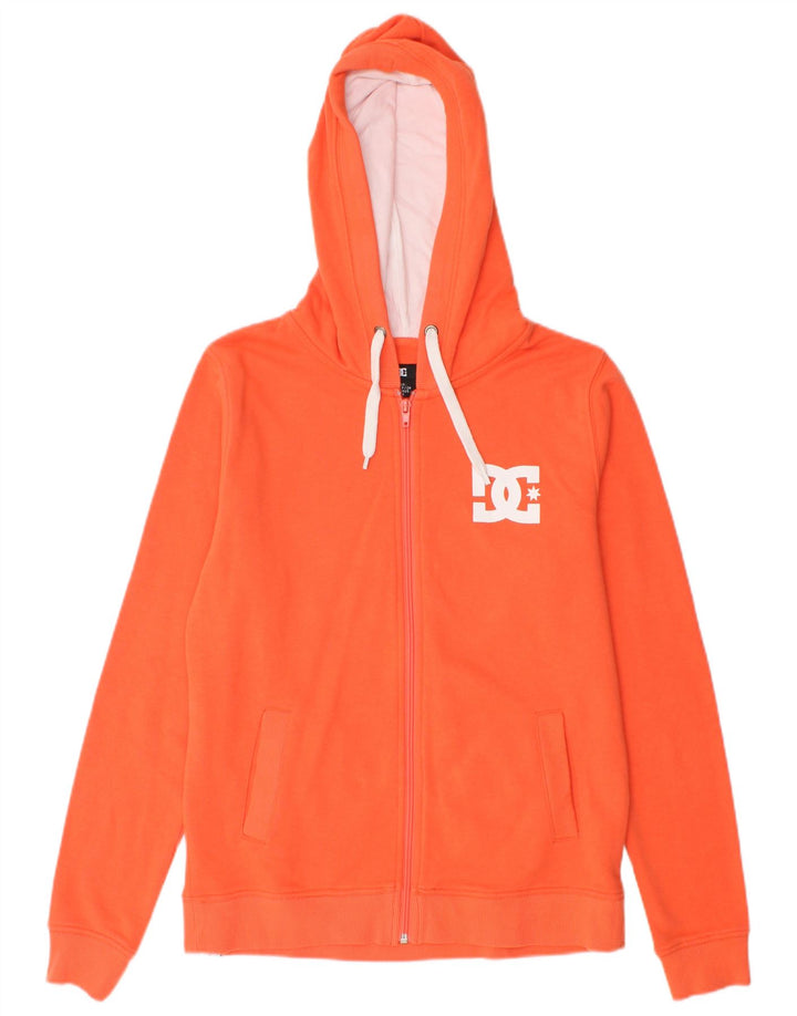 DC Suéter con capucha y cremallera gráfica para mujer UK 10 Small Orange Cotton