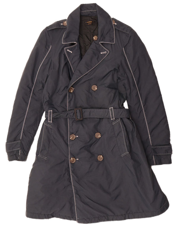 DIESEL Gabardina de doble botonadura para hombre UK 36 Small Azul marino Nylon