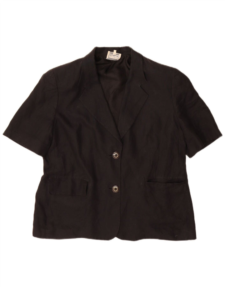 Luisa Spagnoli Chaqueta tipo blazer de manga corta con 2 botones para mujer IT 52 2XL Negro