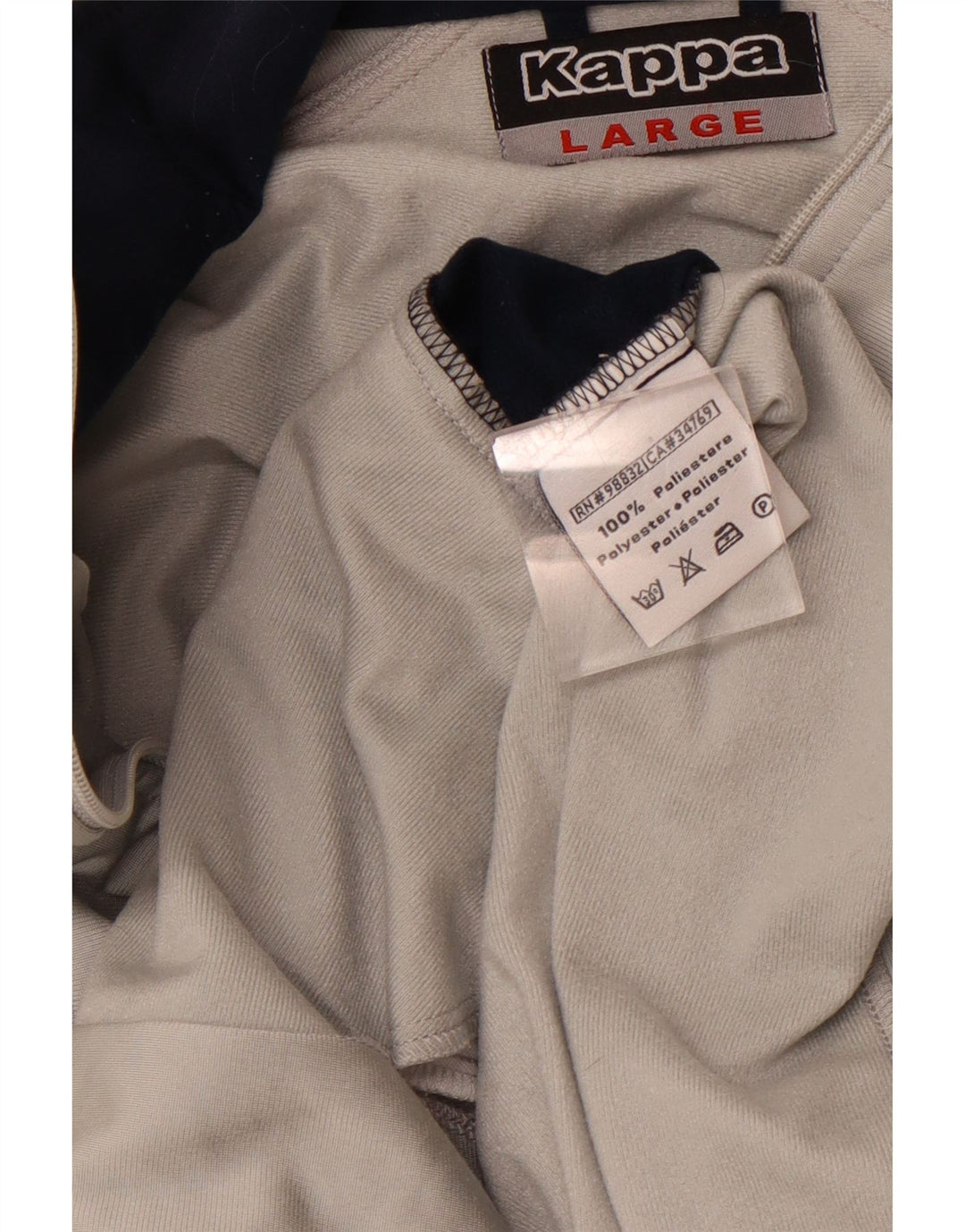 KAPPA Hombre Chándal Top Chaqueta Grande Gris Colorblock Poliéster