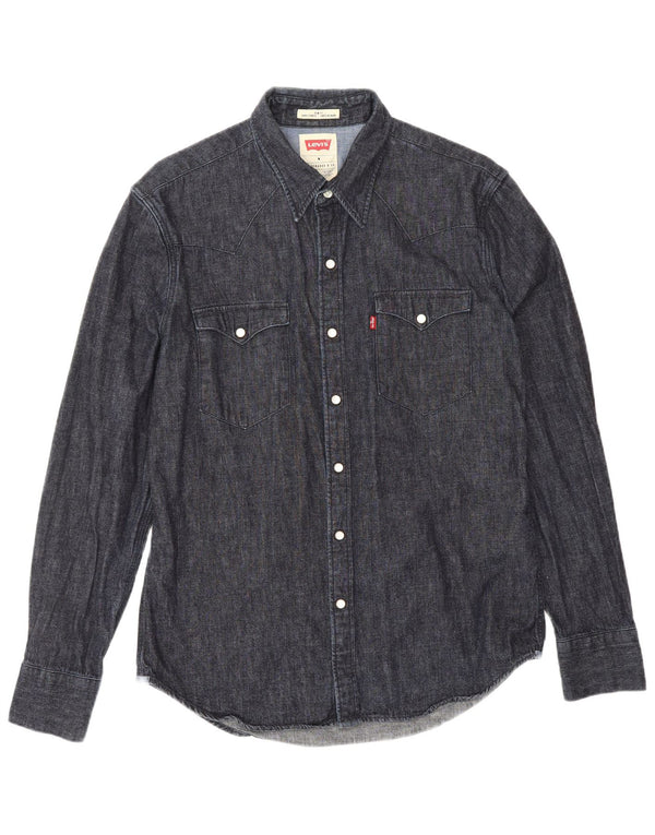 LEVI'S Camisa vaquera ajustada de algodón azul marino medio para hombre