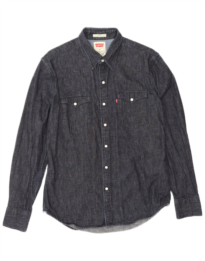 LEVI'S Camisa vaquera ajustada de algodón azul marino medio para hombre