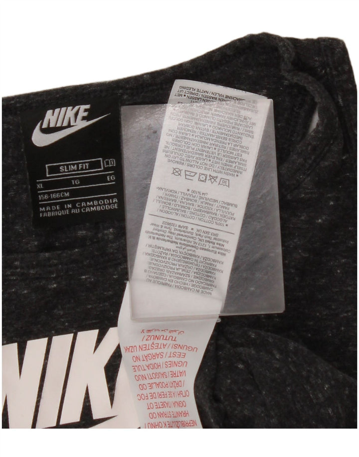 NIKE Camiseta sin mangas con estampado entallado para niñas 13-14 años XL Algodón moteado negro
