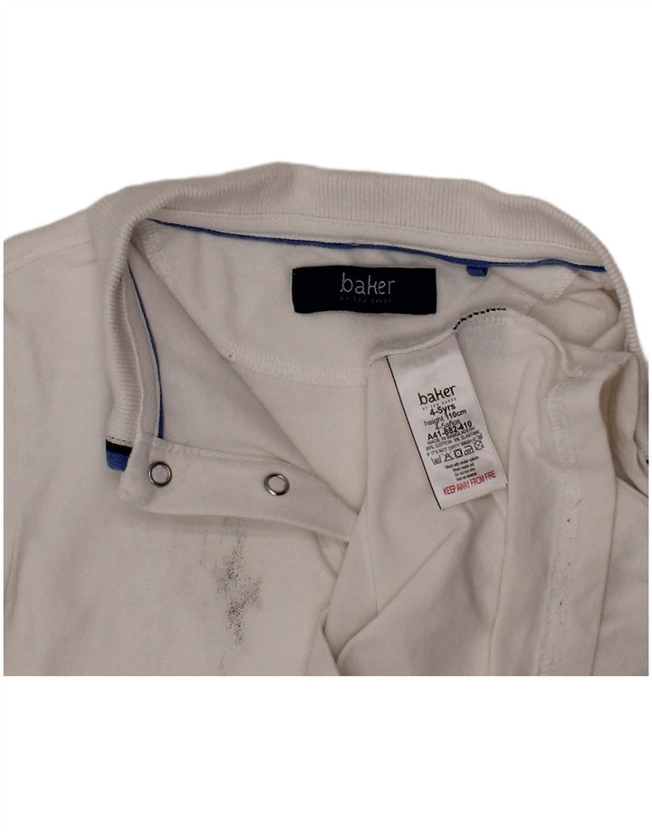 TED BAKER Boys Polo Shirt 4-5 Years White Cotton