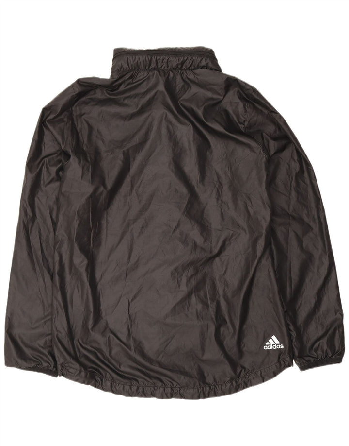 Adidas Chaqueta impermeable con capucha gráfica para mujer Reino Unido 12/14 Mediano Negro Poliéster