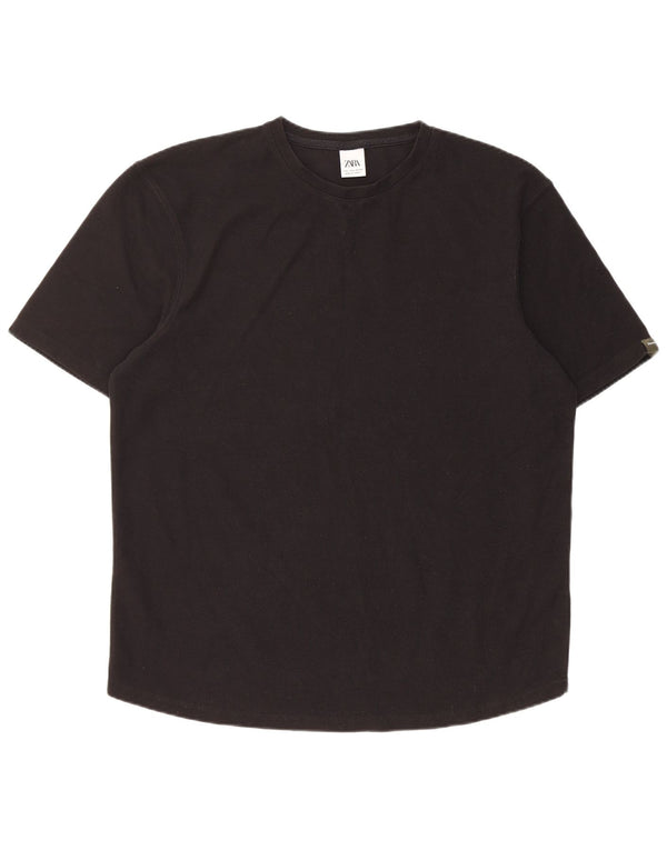 Zara Hombre Camiseta Top Grande Poliéster Negro