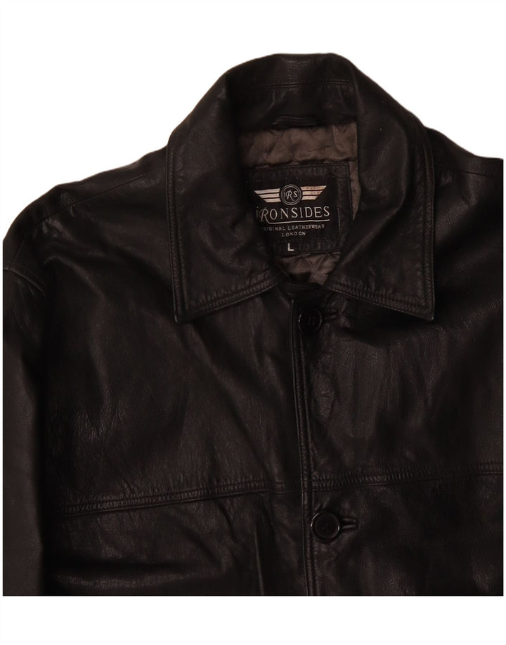 Ironsides Chaqueta de cuero para hombre UK 40 Large Cuero negro