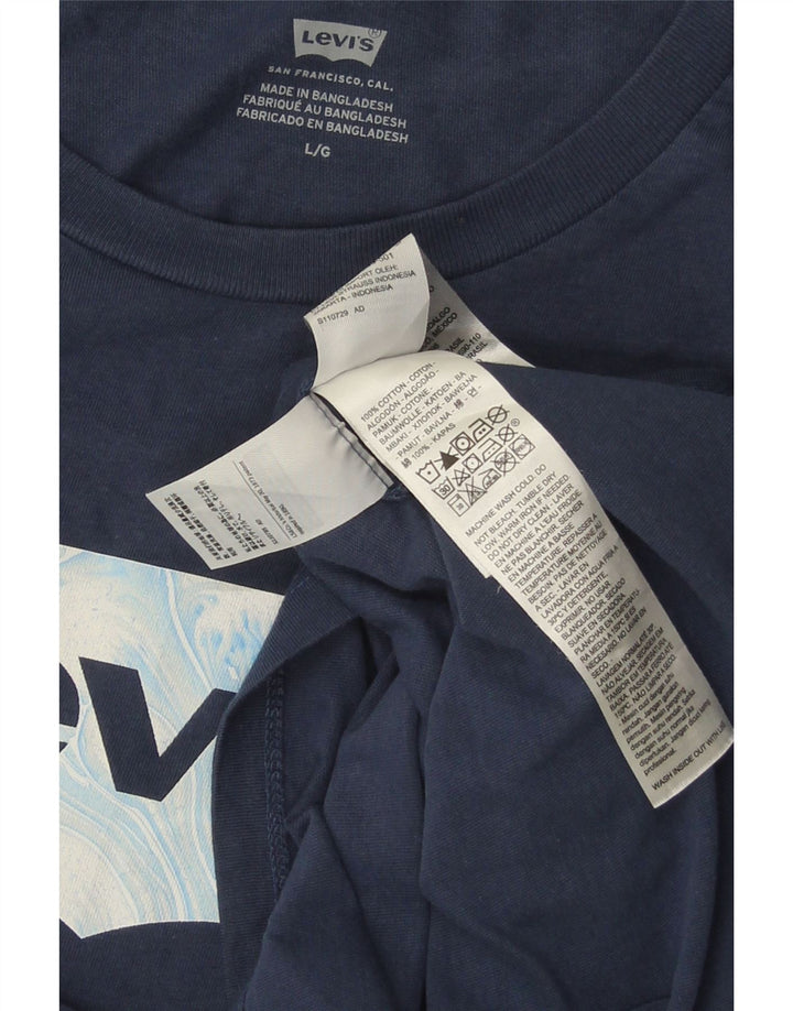 LEVI'S Camiseta gráfica para mujer Top UK 46 Large Azul marino Algodón