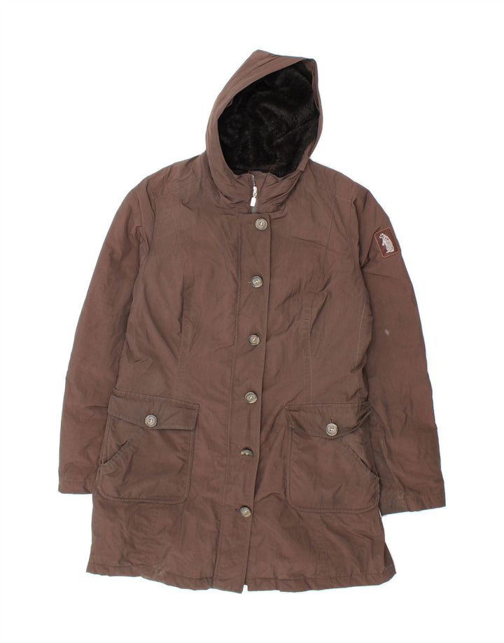 REFRIGUE Womens Hooded Padded Coat UK 16 Large Brown Polyester Vintage Refrigue and Second-Hand Refrigue from Messina Hembry 