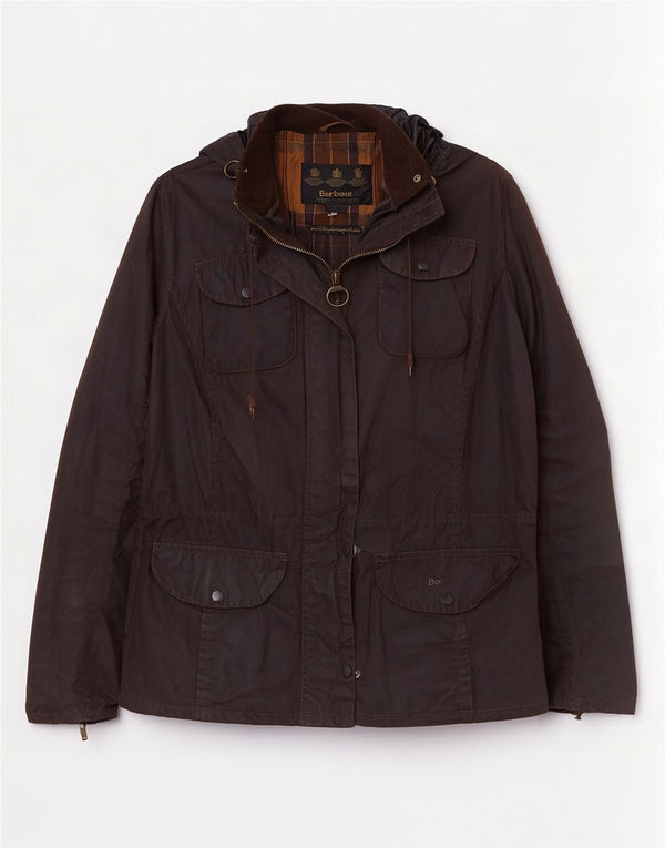 Barbour Chaqueta de algodón encerado con capucha para mujer Reino Unido 44 Grande Marrón