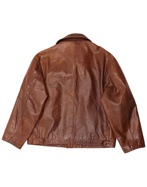 Herman & Sons Chaqueta de cuero para hombre IT 50 grande marrón