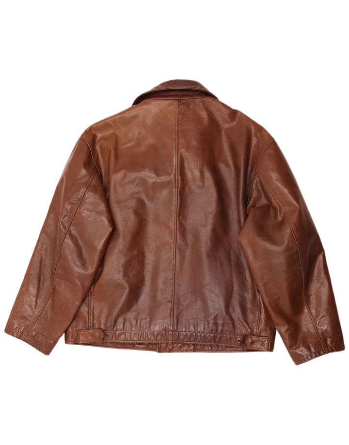 Herman & Sons Chaqueta de cuero para hombre IT 50 grande marrón