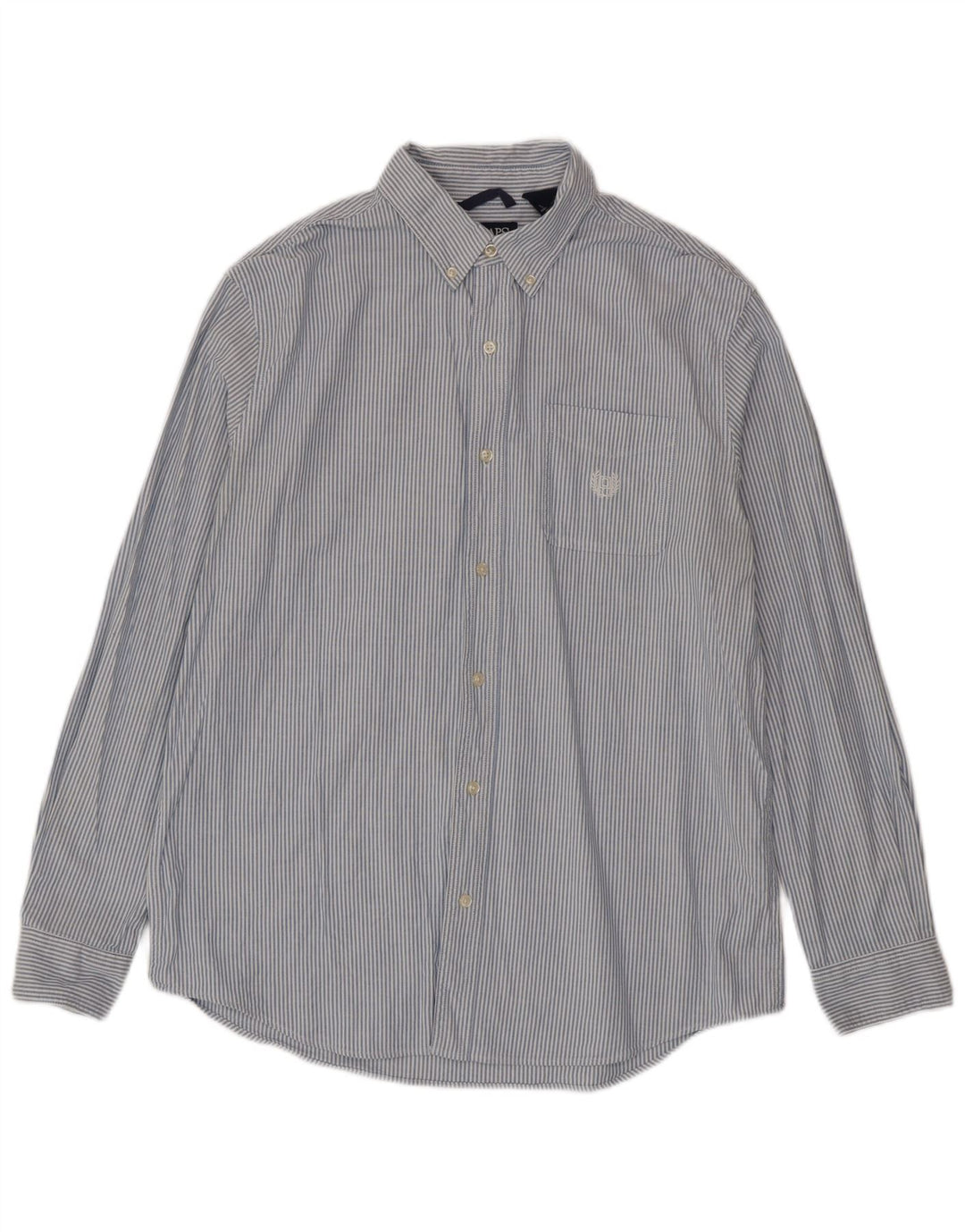 Chaps Camisa para hombre grande de algodón a rayas azules