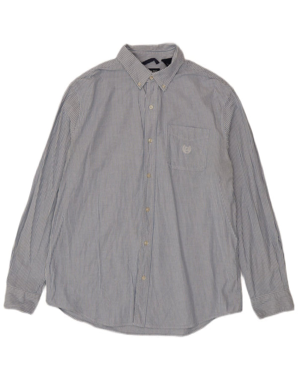 Chaps Mens Shirt Large Blue Pinstripe Cotton