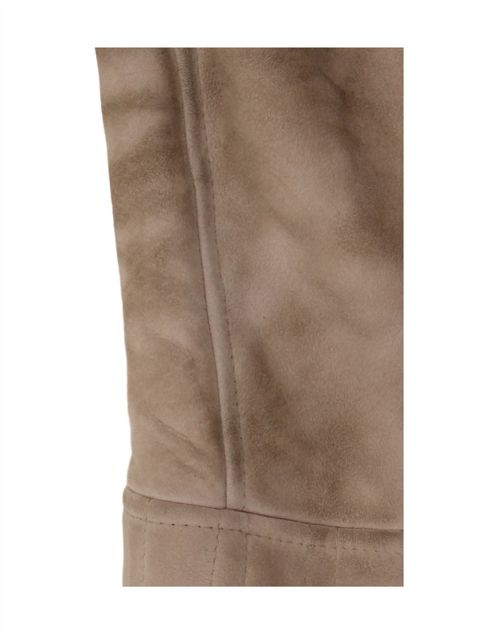 Vintage mujer shearling abrigo IT 46 cuero beige grande