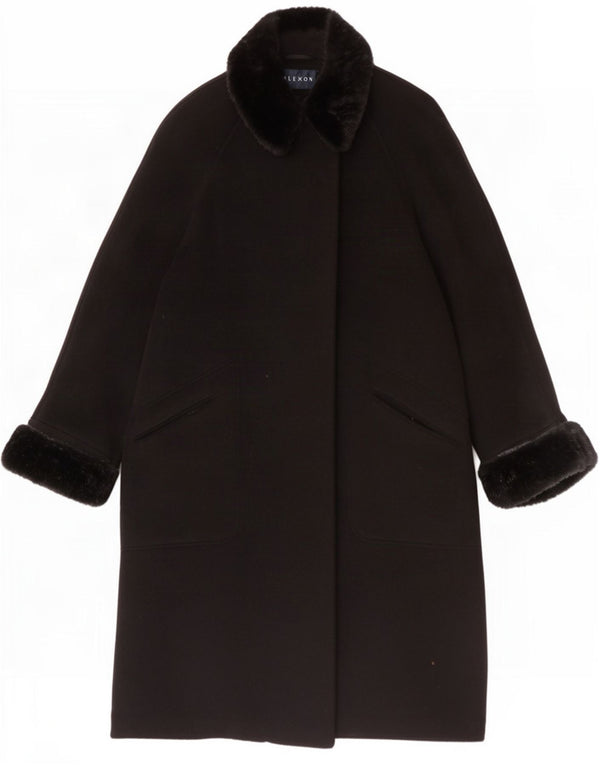 ALEXON Abrigo extragrande para mujer UK 12 Medium Black Wool