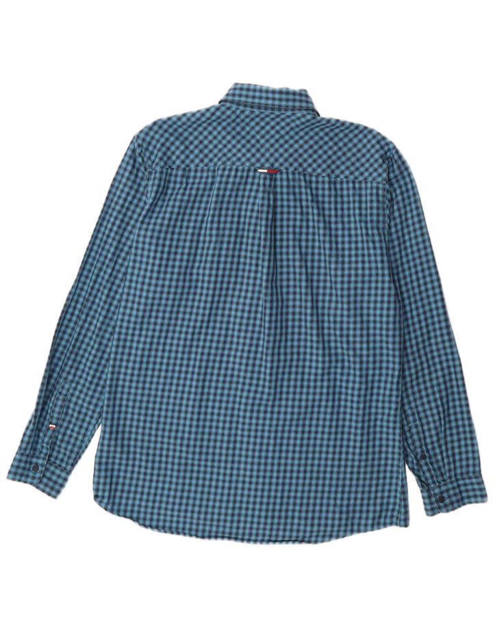TOMMY HILFIGER Camisa de corte regular para hombre de algodón a cuadros azules grandes