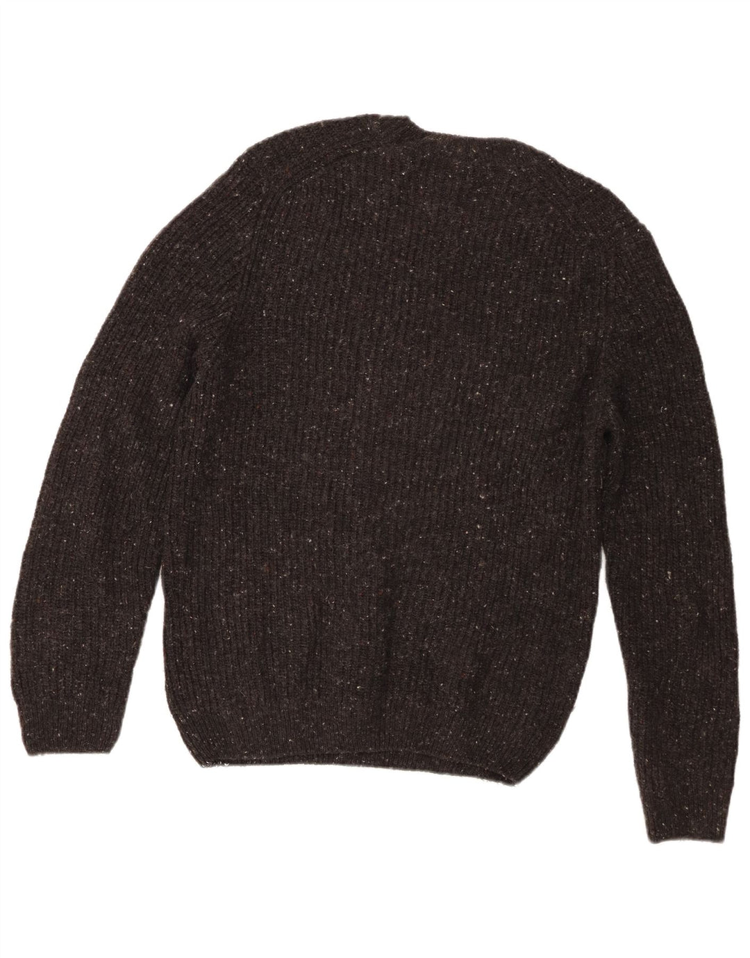 Zara Hombre Jersey De Cuello Redondo De Lana Moteada Gris Medio