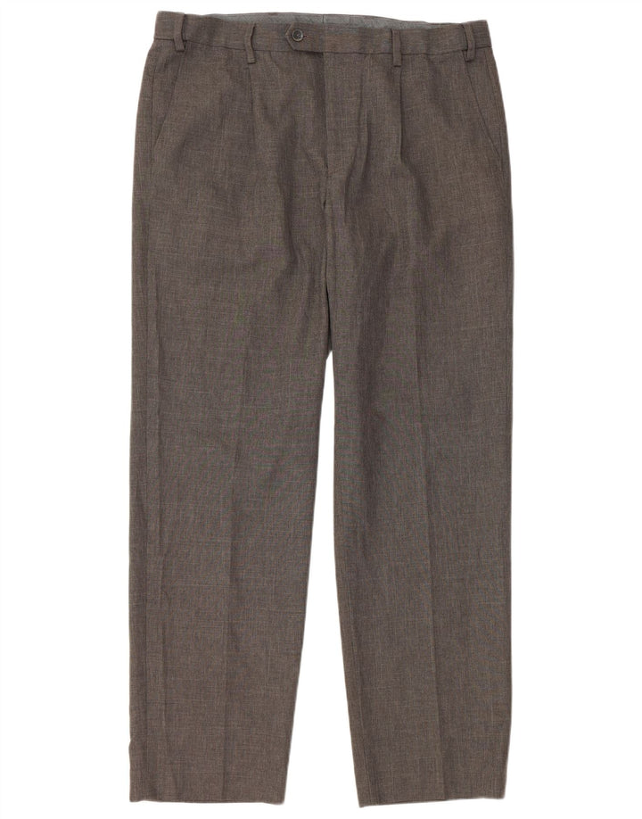 Marks & Spencer Pantalón de traje recto para hombre W36 L31 Poliéster gris