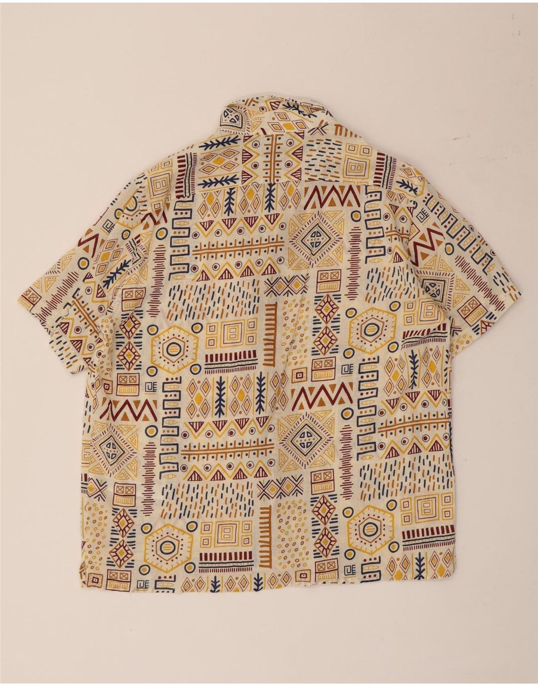 Calliope Camisa de manga corta para hombre, ajuste relajado, talla pequeña, multicolor, geométrico