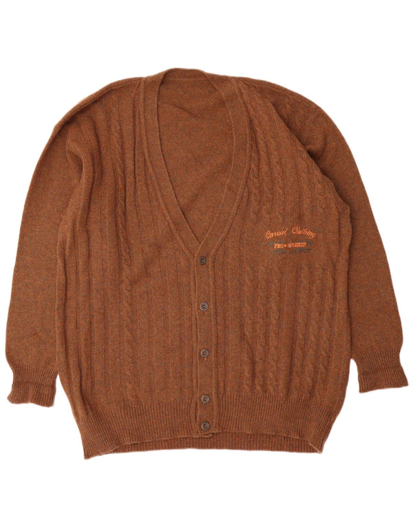 Vintage Hombres Cardigan Suéter XL Marrón