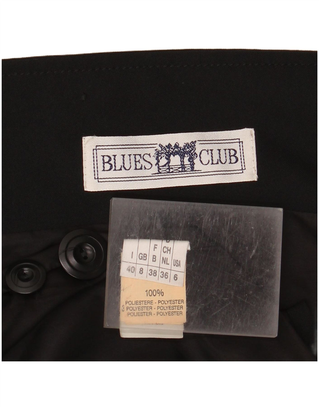 BLUES CLUB Chaqueta tipo blazer de 3 botones para mujer UK 8 Small Poliéster negro