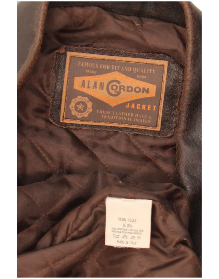 Alan Gordon Chaqueta de cuero para hombre UK 42 XL Cuero marrón