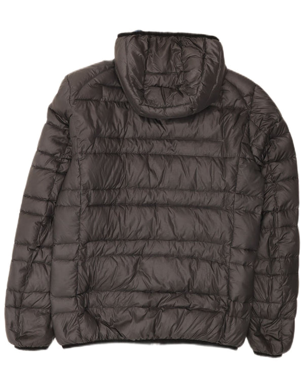 Blauer Chaqueta acolchada con capucha para hombre UK 38 Poliamida gris medio
