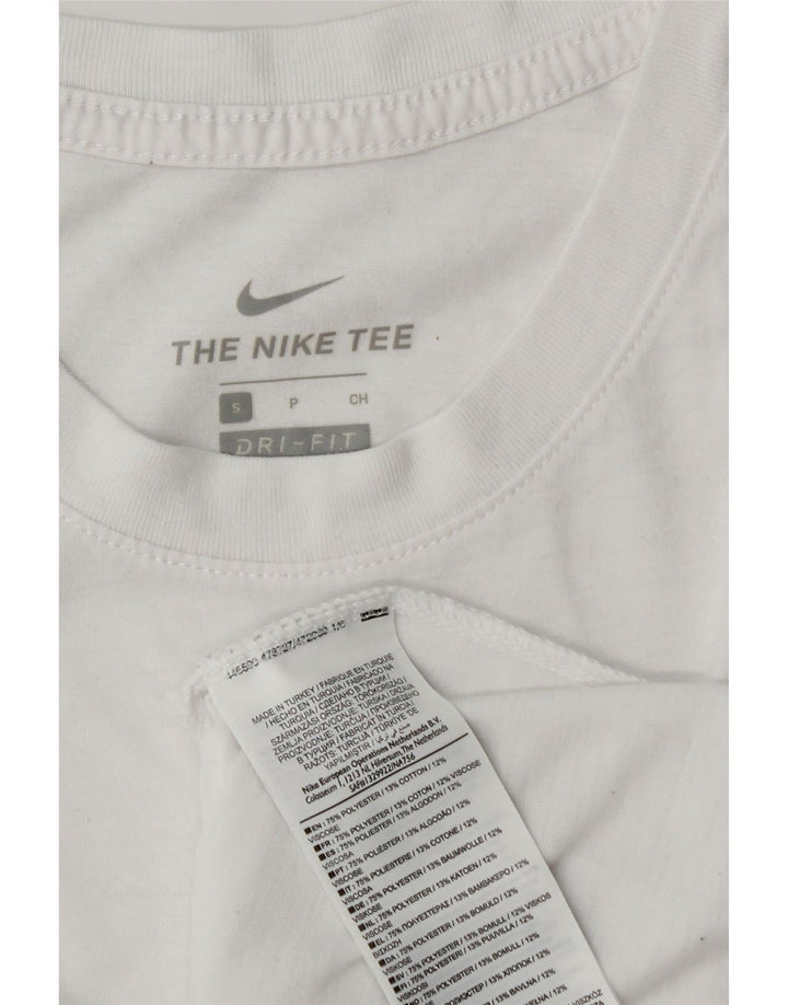 Nike Dri Fit Graphic Camiseta para hombre, talla pequeña, poliéster blanco