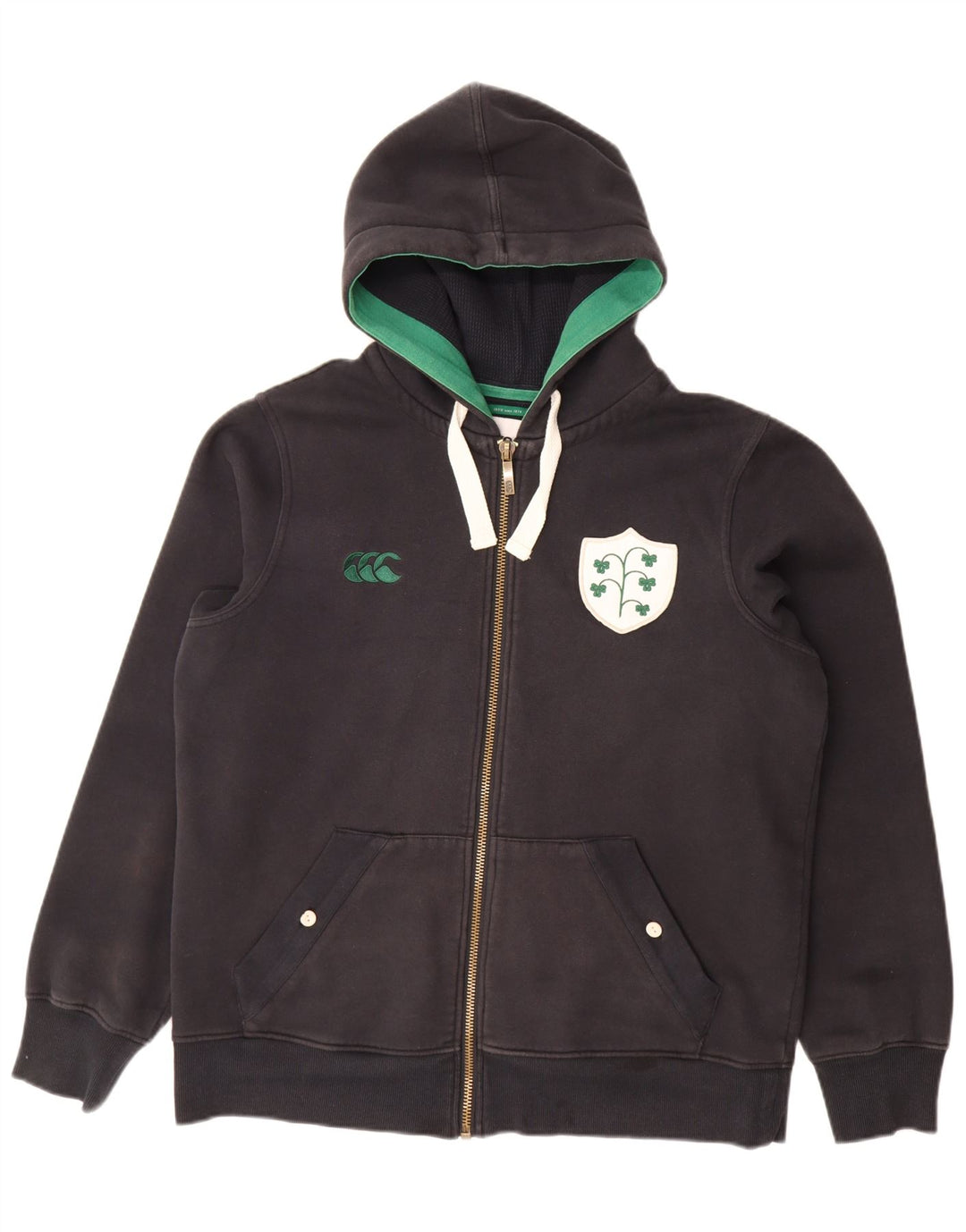 CANTERBURY Suéter con capucha y cremallera para hombre Grande Algodón negro